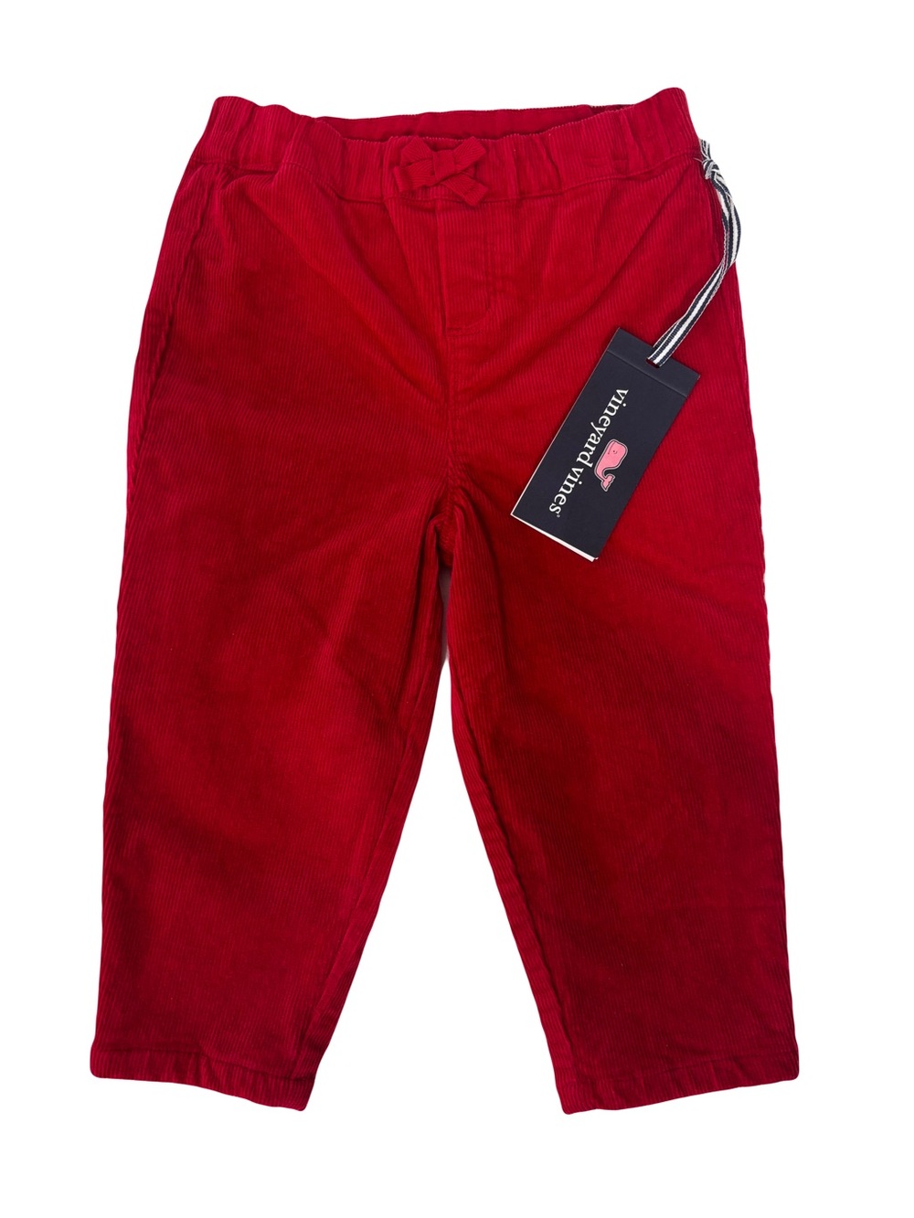 Vineyard Vines Kids Bright Red Corduroy Elastic-Waist Pants